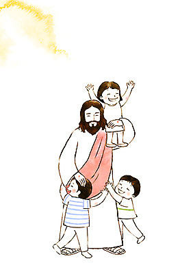 전신 PSD 여자 남자 기독교 종교 어린이 일러스트 수채화 서기 여러명 성인 예수 즐거움 번짐 국내일러스트 감정 다수 모션 사람 신_종교 파일형식 효과