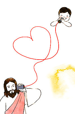 PSD 남자 기독교 종교 어린이 일러스트 수채화 사랑 상반신 성인 두명 하트 예수 하나님 실전화기 번짐 국내일러스트 모양 감정 사람 신_종교 파일형식 효과