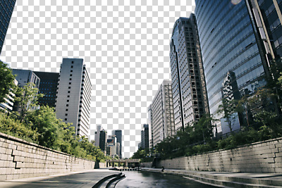 편집이미지 빌딩 사람없음 도시 도심 청계천 PNG 청계교 편집소스 서울 건물 강 다리_건축물 랜드마크 파일형식