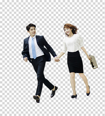전신 편집이미지 커플 여자 남자 정장 20대 성인 두명 앞모습 달리기 걷기 손잡기 다정 한국인 핸드백 비즈니스맨 비즈니스우먼 출근 PNG 사내커플 성인만 편집소스 옷 뷰포인트 컨셉 가방 비즈니스 관계 모션 사람 동양인 청년 직장인 출퇴근 파일형식