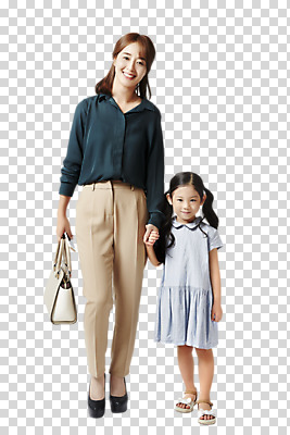 전신 편집이미지 여자 딸 어린이 모녀 엄마 서기 미소 소녀 20대 성인 두명 앞모습 손잡기 한국인 핸드백 PNG 여자만 편집소스 뷰포인트 가방 가족 모션 표정 사람 동양인 청년 파일형식