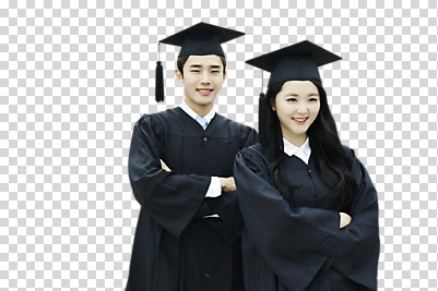 편집이미지 여자 남자 대학생 학사모 졸업 서기 미소 상반신 20대 성인 두명 앞모습 청춘 팔짱 우정 한국인 졸업가운 PNG 성인만 편집소스 모자_잡화 학생 교육 뷰포인트 컨셉 모션 표정 사람 동양인 청년 친구 가운 파일형식