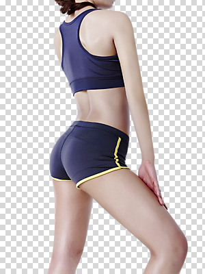편집이미지 여자 한명 서기 상반신 20대 성인 옆모습 운동복 탱크톱 몸매 핫팬츠 PNG 의료성형뷰티 편집소스 1 옷 뷰포인트 상의 바지 모션 사람 청년 파일형식
