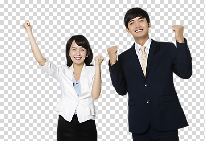 편집이미지 여자 남자 미소 상반신 20대 성인 두명 앞모습 손들기 파이팅 주먹 한국인 비즈니스맨 비즈니스우먼 PNG 성인만 편집소스 뷰포인트 비즈니스 모션 표정 사람 동양인 청년 직장인 파일형식