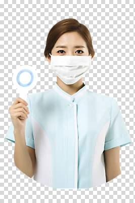 편집이미지 여자 의학 한명 서기 들기 상반신 20대 성인 앞모습 팻말 한국인 간호사 원형 PNG 성인여자한명만 편집소스 도형 1 뷰포인트 모션 프레임 사람 동양인 청년 의료진 여자한명만 성인여자만 파일형식