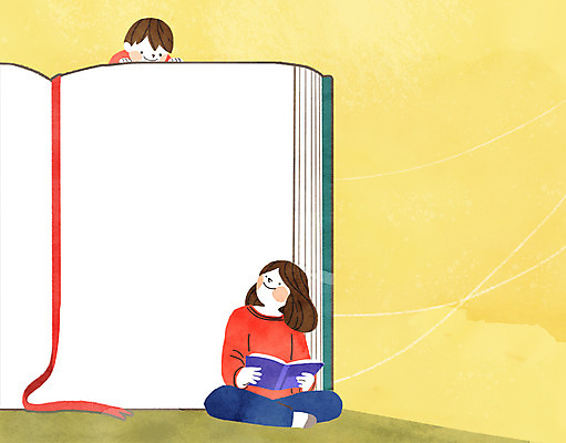 전신 PSD 여자 남자 어린이 일러스트 프레임 앉기 상반신 성인 두명 책 독서 프레임일러스트 국내일러스트 모션 사람 파일형식