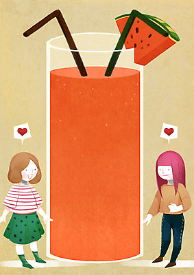 전신 PSD 여자 음료 일러스트 함께함 빨대 서기 성인 두명 친구 주스 하트 수박주스 국내일러스트 모양 컨셉 관계 모션 사람 과일주스 파일형식