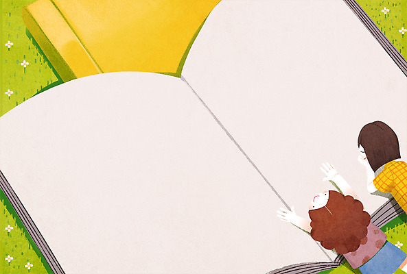 PSD 여자 엎드리기 일러스트 프레임 함께함 초원 상반신 성인 두명 책 친구 독서 프레임일러스트 국내일러스트 컨셉 관계 모션 사람 파일형식