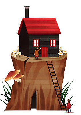 전신 PSD 여자 남자 꽃 일러스트 사다리 주택 함께함 서기 성인 두명 친구 버섯 초대 나무밑둥 국내일러스트 나무 식물 컨셉 관계 모션 사람 건물 도구 파일형식