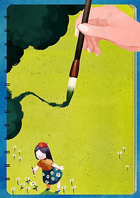 전신 PSD 나무 손 여자 꽃 일러스트 함께함 서기 초원 성인 두명 신체부위 친구 붓 그리기 스케치북 그림 국내일러스트 식물 컨셉 관계 모션 학용품 사람 파일형식