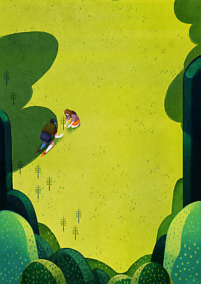 전신 PSD 나무 여자 남자 일러스트 함께함 그림자 초원 성인 두명 친구 새싹 심기 국내일러스트 식물 컨셉 관계 모션 사람 파일형식