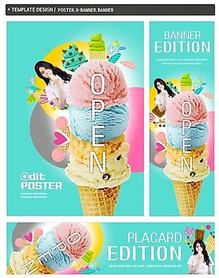 PSD 배너 배너템플릿 여자 가로배너 ZIP 포스터 세로배너 한명 상반신 20대 성인 세트 한국인 현수막 오픈 아이스크림콘 성인여자한명만 템플릿 1 사람 동양인 청년 가로 세로 콘 여자한명만 성인여자만 파일형식