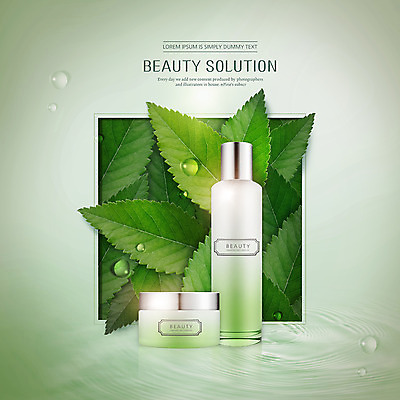 PSD 편집이미지 잎 사람없음 초록색 물 뷰티 화장품 물방울 스킨로션 이미지편집 자연요소 식물 컬러 파일형식