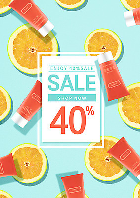 PSD 편집이미지 패턴 오렌지 사람없음 뷰티 세일 화장품 선크림 이미지편집 무늬 과일 파일형식