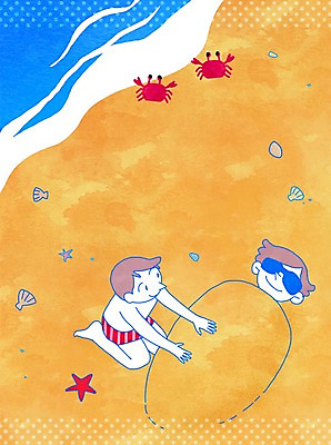 전신 PSD 남자 바다 일러스트 휴가 조개 휴식 불가사리 앉기 상반신 성인 해변 두명 여름 모래사장 눕기 게 모래찜질 국내일러스트 계절 컨셉 모션 어패류 극피동물 갑각류 사람 파일형식