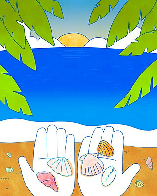 PSD 구름 손 바다 일러스트 하늘 휴가 조개 휴식 나뭇잎 들기 해변 신체부위 여름 태양 일출 국내일러스트 자연요소 계절 컨셉 잎 모션 어패류 사람 노을 파일형식