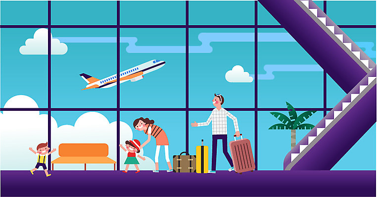 전신 나무 구름 여자 남자 어린이 여행 의자 가방 일러스트 창문 가족 휴가 가족여행 비행기 서기 여러명 성인 야자수 계단 캐리어 공항 국내일러스트 AI파일 자연요소 식물 잡화 가구 다수 관계 항공교통 교통시설 모션 대중교통 사람 여행가방 파일형식 벡터