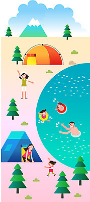 나무 구름 여자 남자 호수 어린이 바다 여행 일러스트 가족 물놀이 하늘 휴가 가족여행 산 텐트 여러명 상반신 성인 캠핑 튜브 국내일러스트 AI파일 자연요소 식물 다수 관계 놀이 레저 캠핑도구 사람 파일형식 벡터
