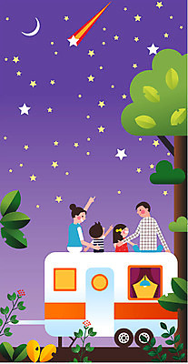 나무 여자 남자 별 어린이 여행 일러스트 가족 하늘 휴가 휴식 나뭇잎 가족여행 앉기 여러명 상반신 성인 캠핑 달 가리킴 유성 캠핑카 국내일러스트 AI파일 자연요소 식물 다수 컨셉 잎 관계 모션 자동차 레저 사람 손짓 파일형식 벡터