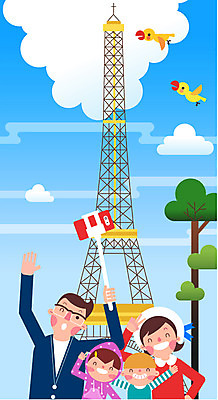 나무 구름 여자 남자 어린이 여행 일러스트 가족 조류 하늘 휴가 가족여행 서기 들기 여러명 상반신 성인 사진촬영 에펠탑 파리_프랑스 셀카봉 국내일러스트 AI파일 자연요소 식물 동물 다수 관계 모션 사람 촬영 프랑스 파리 랜드마크 파일형식 벡터