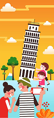 전신 나무 구름 여자 남자 어린이 여행 일러스트 가족 하늘 휴가 가족여행 서기 웃음 들기 여러명 상반신 성인 카메라 사진촬영 피사의사탑 기념사진 국내일러스트 AI파일 자연요소 식물 다수 관계 모션 표정 사람 전자제품 촬영 이탈리아 세계문화유산 파일형식 벡터