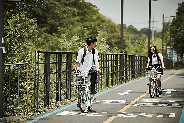 포토 JPG 주간 전신 나무 학생 커플 응시 공원 여자 남자 교복 도로 데이트 미소 앉기 20대 성인 야외 두명 앞모습 아웃포커스 자전거 한국인 국내포토 자연요소 식물 시선 옷 공공시설 길 뷰포인트 관계 교통시설 모션 촬영기법 표정 사람 동양인 청년 바이크 파일형식