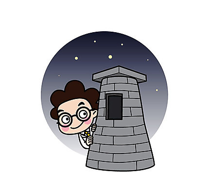 캐릭터 남자 별 스티커 일러스트 직업캐릭터 한명 상반신 성인 관찰 과학자 첨성대 일러캐릭터 AI파일 자연요소 직업 1 과학 모션 사람 경주_경상북도 국보 학자 파일형식 벡터