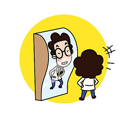 전신 캐릭터 남자 스티커 일러스트 직업캐릭터 한명 서기 미소 성인 거울 과학자 볼록 일러캐릭터 AI파일 직업 1 과학 컨셉 모션 표정 사람 학자 파일형식 벡터