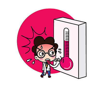 전신 캐릭터 남자 스티커 일러스트 직업캐릭터 한명 성인 더위 온도계 체온계 과학자 땀 일러캐릭터 AI파일 직업 1 과학 날씨 사람 학자 파일형식 벡터