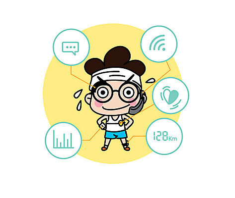 캐릭터 남자 스티커 일러스트 직업캐릭터 건강 한명 성인 스마트기기 맥박 과학자 웨어러블 일러캐릭터 AI파일 직업 1 과학 의학 사람 전자제품 학자 파일형식 벡터