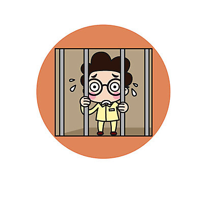 전신 캐릭터 남자 스티커 일러스트 직업캐릭터 한명 서기 성인 감옥 과학자 땀 안타까운 일러캐릭터 AI파일 직업 1 과학 모션 사람 학자 파일형식 벡터