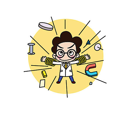 전신 캐릭터 남자 스티커 일러스트 직업캐릭터 한명 서기 성인 금속 당기기 과학자 자석 자기장 일러캐릭터 AI파일 직업 1 과학 모션 재질 사람 학자 파일형식 벡터