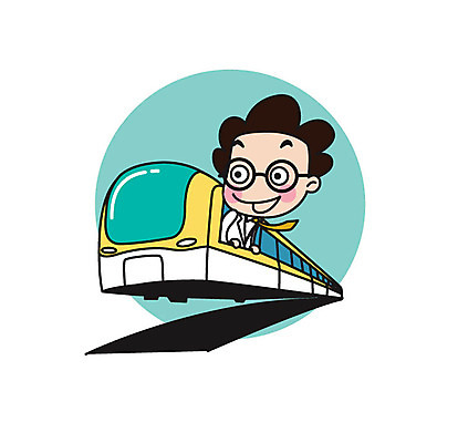 캐릭터 남자 여행 스티커 일러스트 직업캐릭터 한명 상반신 성인 승차 과학자 즐거움 자기부상열차 일러캐릭터 AI파일 직업 1 감정 과학 모션 사람 기차 학자 파일형식 벡터
