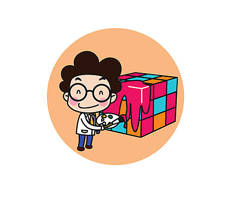 전신 캐릭터 남자 스티커 일러스트 직업캐릭터 한명 서기 미소 성인 물감 붓 팔레트 과학자 큐브 일러캐릭터 AI파일 직업 1 과학 모션 표정 사람 미술도구 학자 파일형식 벡터