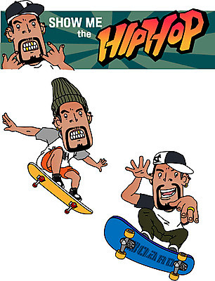 전신 남자 음악 일러스트 직업캐릭터 힙합 성인 취미 세명 가수 스케이트보드 힙합가수 허세 일러캐릭터 AI파일 직업 캐릭터 컨셉 문화예술 사람 음악가 보드_스포츠 파일형식 벡터