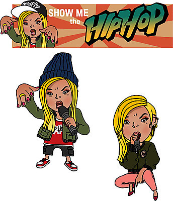 전신 여자 음악 일러스트 직업캐릭터 힙합 서기 들기 앉기 성인 세명 공연 가수 마이크 힙합가수 허세 일러캐릭터 AI파일 직업 캐릭터 음향기기 컨셉 모션 문화예술 사람 이벤트 음악가 파일형식 벡터