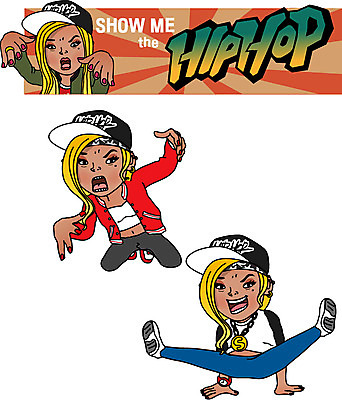 전신 여자 음악 일러스트 직업캐릭터 힙합 앉기 성인 세명 가수 춤 비보이 힙합가수 허세 일러캐릭터 AI파일 직업 캐릭터 컨셉 모션 문화예술 사람 음악가 파일형식 벡터