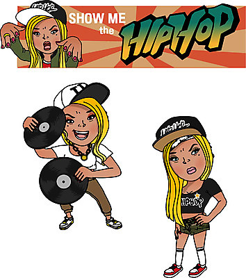전신 여자 음악 일러스트 직업캐릭터 힙합 서기 들기 성인 세명 가수 힙합가수 허세 일러캐릭터 AI파일 직업 캐릭터 컨셉 모션 문화예술 사람 음악가 파일형식 벡터