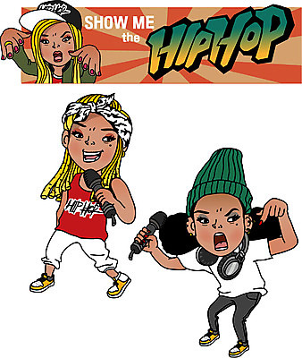 전신 여자 음악 일러스트 직업캐릭터 힙합 서기 들기 성인 세명 헤드폰 공연 가수 마이크 힙합가수 허세 일러캐릭터 AI파일 직업 캐릭터 음향기기 컨셉 모션 문화예술 사람 이벤트 음악가 파일형식 벡터