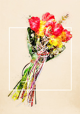 PSD 꽃 꽃다발 일러스트 수채화 사람없음 튤립 감성 보테니컬아트 국내일러스트 식물 컨셉 파일형식