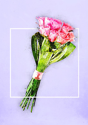 PSD 꽃 꽃다발 일러스트 수채화 사람없음 장미 감성 보테니컬아트 국내일러스트 식물 컨셉 파일형식