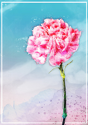 PSD 꽃 한송이 일러스트 하늘 수채화 사람없음 카네이션 번짐 감성 보테니컬아트 국내일러스트 식물 1 컨셉 송이 파일형식 효과