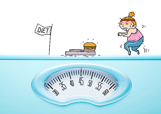 여자 음식 다이어트 포토일러 한명 성인 운동 햄버거 깃발 유혹 비만 체중계 이미지편집 AI파일 편집이미지 1 컨셉 패스트푸드 건강 사람 몸매 파일형식 벡터