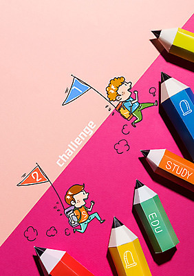 학생 교육 남자 배낭 포토일러 두명 달리기 연필 경쟁 도전 깃발 이미지편집 AI파일 편집이미지 컨셉 가방 모션 학용품 사람 필기구 파일형식 벡터