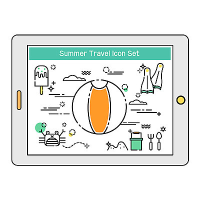 구름 여행 일러스트 사람없음 여름 여름휴가 바캉스 태블릿 꽃게 비치볼 모종삽 양동이 오리발 막대아이스크림 국내일러스트 AI파일 자연요소 계절 공 휴가 아이스크림 바캉스용품 전자제품 스마트기기 게 삽 파일형식 벡터 여름_계절