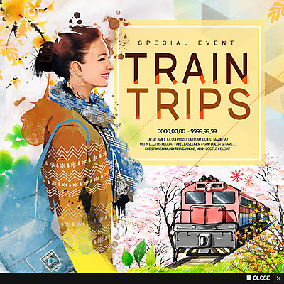 PSD 템플릿 여자 웹템플릿 팝업 이벤트팝업 웹팝업 한명 서기 이벤트 상반신 성인 기차 벚꽃 개나리 기차여행 이미지템플릿 1 꽃 육상교통 여행 모션 대중교통 사람 파일형식
