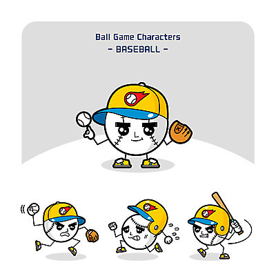 캐릭터 일러스트 사람없음 달리기 야구 야구방망이 글러브 던지기 야구공 야구모자 사물캐릭터 일러캐릭터 AI파일 모자_잡화 스포츠용품 장갑 공 모션 구기 야구용품 파일형식 벡터