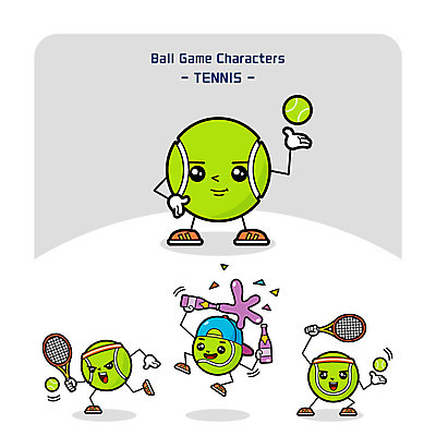 캐릭터 일러스트 들기 사람없음 파티 테니스 테니스라켓 테니스공 사물캐릭터 일러캐릭터 AI파일 공 모션 이벤트 구기 라켓 테니스용품 파일형식 벡터