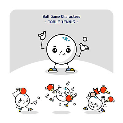 캐릭터 일러스트 사람없음 탁구채 탁구 탁구공 사물캐릭터 일러캐릭터 AI파일 공 구기 라켓 탁구용품 파일형식 벡터