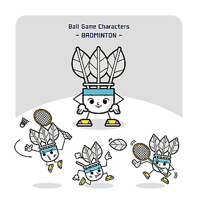 캐릭터 일러스트 사람없음 배드민턴라켓 떨어짐 셔틀콕 배드민턴 사물캐릭터 일러캐릭터 AI파일 스포츠용품 컨셉 구기 라켓 파일형식 벡터